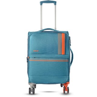 Timus Sportive Soft Sided Premium Polyester 8 Wheels with 360 Degree Rotational Small Cabin Trolley Bagin Built TSA Loc