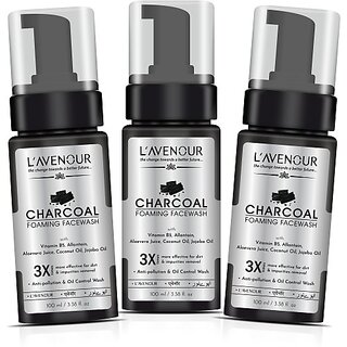 L'avenour Charcoal Foaming Facewash - Pack of 3 Face Wash (300 ml)