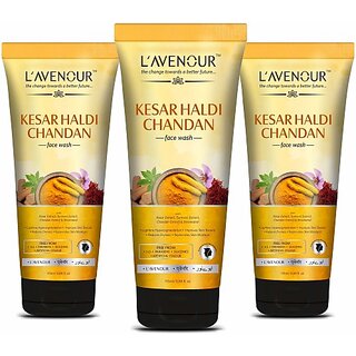 L'avenour Kesar Haldi Chandan Facewash For Lightens Hyperpigmentation, Improves Skin texture, Reduces Dryness & Replenishes Skin Moisture, Unisex Natural Ubtan Face Wash (345 ml)