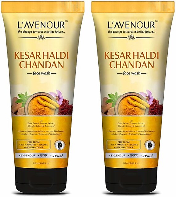 Buy (Pack of 2) L'avenour Kesar Haldi Chandan Face Wash 230ml ...