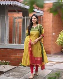Lavesh Creations Chanderi Muslin Fabric Kurti  Pent And  Dupatta Set