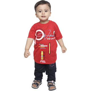 Kid Kupboard Cotton Baby Boys T-Shirt, Red, Half-Sleeves, 2-3 Years KIDS6735