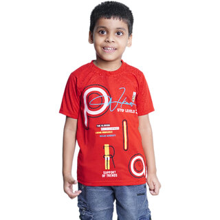 Kid Kupboard Cotton Boys T-Shirt, Red, Half-Sleeves, 6-7 Years KIDS6743
