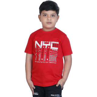Kid Kupboard Cotton Boys T-Shirt, Red, Half-Sleeves, 6-7 Years KIDS6749