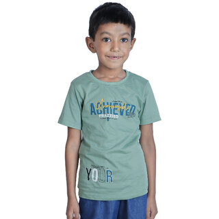 Kid Kupboard Cotton Boys T-Shirt, Green, Half-Sleeves, 6-7 Years KIDS6750