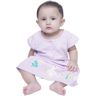 Kid Kupboard Cotton Baby Girls A-Line Frock, Light Purple, Sleeveless, 9-12 Months KIDS6772