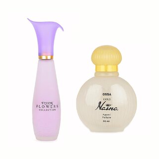 Ossa Vision Flowers EDP 100ml And Gold Naina EDP 60ml Long Lasting Perfume Combo For Men And Women (Pack of 2)