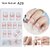 24 Pieces/Box Designed Press on Nails Square Shape Fake Nails 10 Sizes Nail Adhesives Included Full Cover Artificial Nails (A12 1 Box)