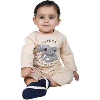 Kid Kupboard Cotton Baby Boys Sweatshirt and Sweatpant Set, Beige, Full-Sleeves, 9-12 Months KIDS6785