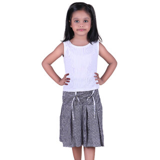 Kid Kupboard Cotton Girls Top and Skirt Set, Multicolor, Sleeveless, 7-8 Years KIDS6794