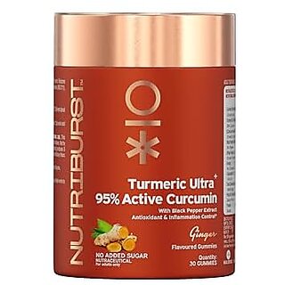 Nutriburst Turmeric Ultra Gummies With 95 Active Curcumin 800Mg  Black Pepper Gut Health Management  Anti-Inflammatory  Digestion  Antioxidant  Anti-Ageing Skin  30 Gummy
