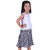 Kid Kupboard Cotton Girls Top and Skirt Set, Multicolor, Sleeveless, 7-8 Years KIDS6794