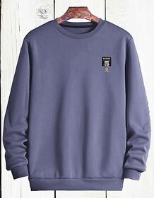Fashlook Mens Grey Solid Round Neck Full Sleeve Sweatshirt