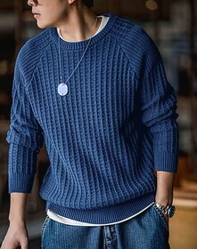 Fashlook Menâs Full Sleeve Solid Blue Sweater | Casual & Comfortable
