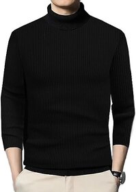 Fashlook Solid Black Full Sleeve Sweaters For Mens