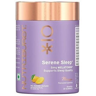 Nutriburst Serene Sleep 5MG Melatonin Gummies for Quality Deep Sleep Fresh Wake Up  No Stress  Anxiety  Natural Non-Addictive Non Habit Forming Sleep-Aid  Mango Flavor (30 Gummy)