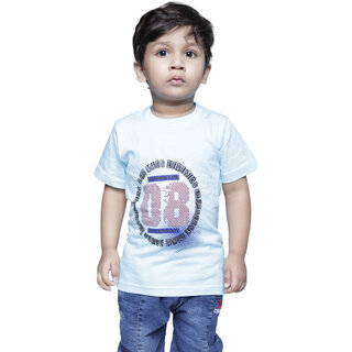 Kid Kupboard Cotton Baby Boys T-Shirt, Light Blue, Half-Sleeves, 3-4 Years KIDS6799