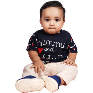 Kid Kupboard Cotton Baby Boys T-Shirt, Dark Black, Half-Sleeves, 9-12 Months KIDS6800