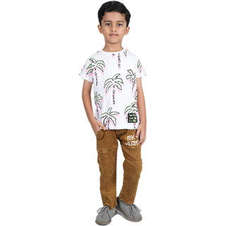 Kid Kupboard Cotton Boys T-Shirt, White, Half-Sleeves, 6-7 Years KIDS6803