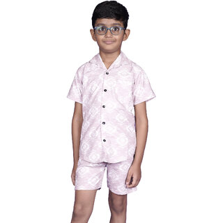 Kid Kupboard Cotton Boys Shirt and Short Set, Multicolor, Half-Sleeves, 8-9 Years KIDS6818