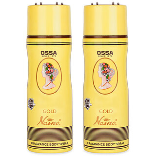 Ossa Gold Naina Unisex Body Spray 200ml Long Lasting Deodorant Combo for Men And Women (Pack of 2)