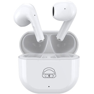 EKKO Earbeats T02 True Wireless Earbuds: 10MM Drivers, Mass Bass, Bluetooth 5.0, Ultimate Comfort, 3-Hour Playback (White)