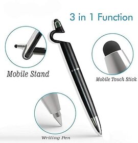 3 in 1 Ballpoint Pen with Mobile Stand Holder, Writing Pen, Stylus Pen for Touchscreen Phones and Tablets (Set of 2)