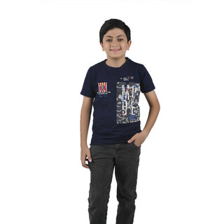 Kid Kupboard Cotton Boys T-Shirt, Black, Half-Sleeves, 9-10 Years KIDS6820