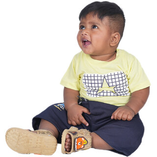 Kid Kupboard Cotton Baby Boys T-Shirt, Light Yellow, Half-Sleeves, 9-12 Months KIDS6840