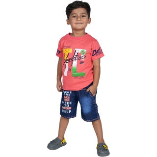 Kid Kupboard Cotton Boys T-Shirt, Pink, Half-Sleeves, 6-7 Years KIDS6846