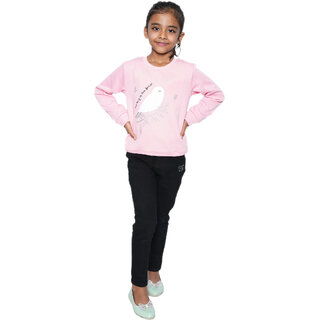 Kid Kupboard Cotton Girls Sweatshirt, Light Pink, Full-Sleeves, 7-8 Years KIDS6868