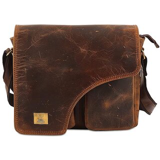 WILD HOOK Genuine Leather Messenger Bag