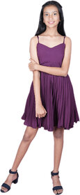 Kid Kupboard Cotton Girls A-Line Dress, Purple, Sleeveless, Large KIDS6934