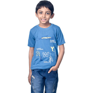 Kid Kupboard Cotton Boys T-Shirt, Navy Blue, Half-Sleeves, 8-9 Years KIDS6909