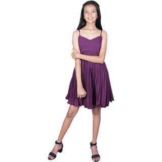 Kid Kupboard Cotton Girls A-Line Dress, Purple, Sleeveless, Large KIDS6934