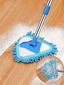 Bathroom Cleaning Brush with Wiper 2 in 1 Tiles Cleaning Brush Floor Scrub Bathroom Brush with Long Handle 120 Rotate Bathroom Floor Cleaning Brush (Triangel MOP)