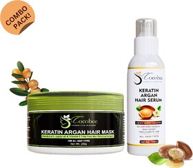COCOBEE Keratin Argan Hair Mask  Serum Set  200g Hair Mask + 100ml Hair Serum  For All Hair Types (300g)