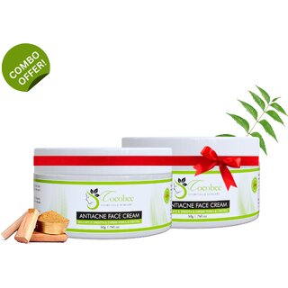 COCOBEE Anti-Acne Face Cream  Delicate  Smooth  Shine Pores  Neem for Acne Control   Pack of 2 (100g)