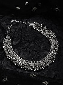 Fashion Latest Traditional Boho Design Oxidised Silvece Choker Necklace for girls