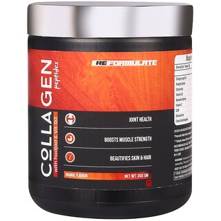 Reformulate I Colla Gen Powder Peptides With Hadjod  Vitamin D3 I Joint Health I Boosts Muscle Strength I Beautifies Skin  Hair I Orange I 300 GM