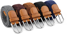 Fashionable Woven Braided comfort Fabric Stretchable Belt Without Punching Spot Random Color