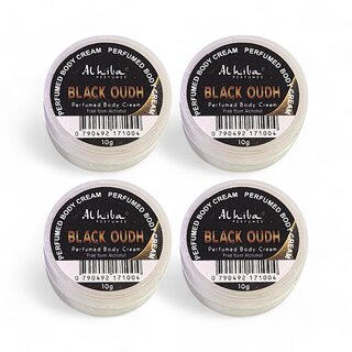 Al Hiba Black Oudh Perfumed Body Cream - 10g (Pack Of 4)