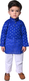 Kid Kupboard Cotton Baby Boy's Kurta and Pyjama Set, Blue/White, Full-Sleeves, 2-3 Years KIDS6939