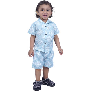Kid Kupboard Cotton Baby Boy's Shirt and Short Set, Blue, Half-Sleeves, 2-3 Years KIDS6940
