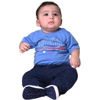 Kid Kupboard Cotton Baby Boys T-Shirt, Navy Blue, Half-Sleeves, 9-12 Months KIDS6952