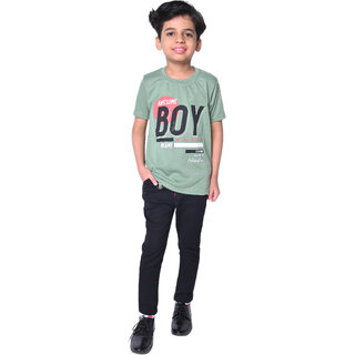 Kid Kupboard Cotton Boys T-Shirt, Green, Half-Sleeves, 7-8 Years KIDS6957