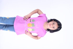 Kid Kupboard Cotton Girls T-Shirt, Bright Pink, Half-Sleeves, 6-7 Years KIDS6975