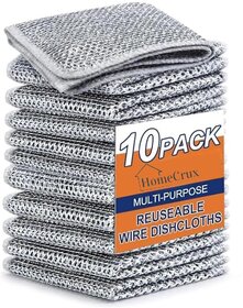 (Pack of 10) Non-Scratch Dish Wash Cloths | Metal Wire Scrubber & Multipurpose Kitchen Scouring Pads