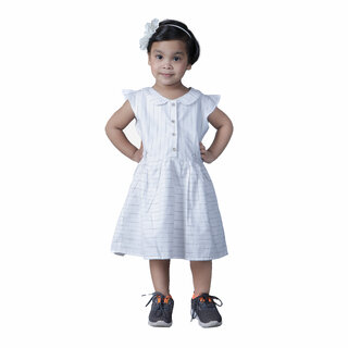 Kid Kupboard Cotton Baby Girls A-Line Frock, Light White, Sleeveless, 3-4 Years KIDS6982
