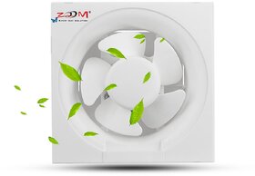 ZOOM Ventilation Fan 6 Inch (150mm) | Exhaust Fan | Strong Air Suction, Rust-Proof Body, and Dust Protection Shutters | Ideal for Bathroom, Kitchen, and Office | 1-Year Warranty | (Pack of 1, White)